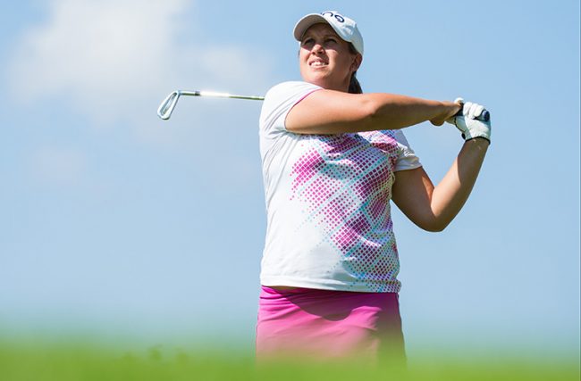 Liz Young of England during the first round